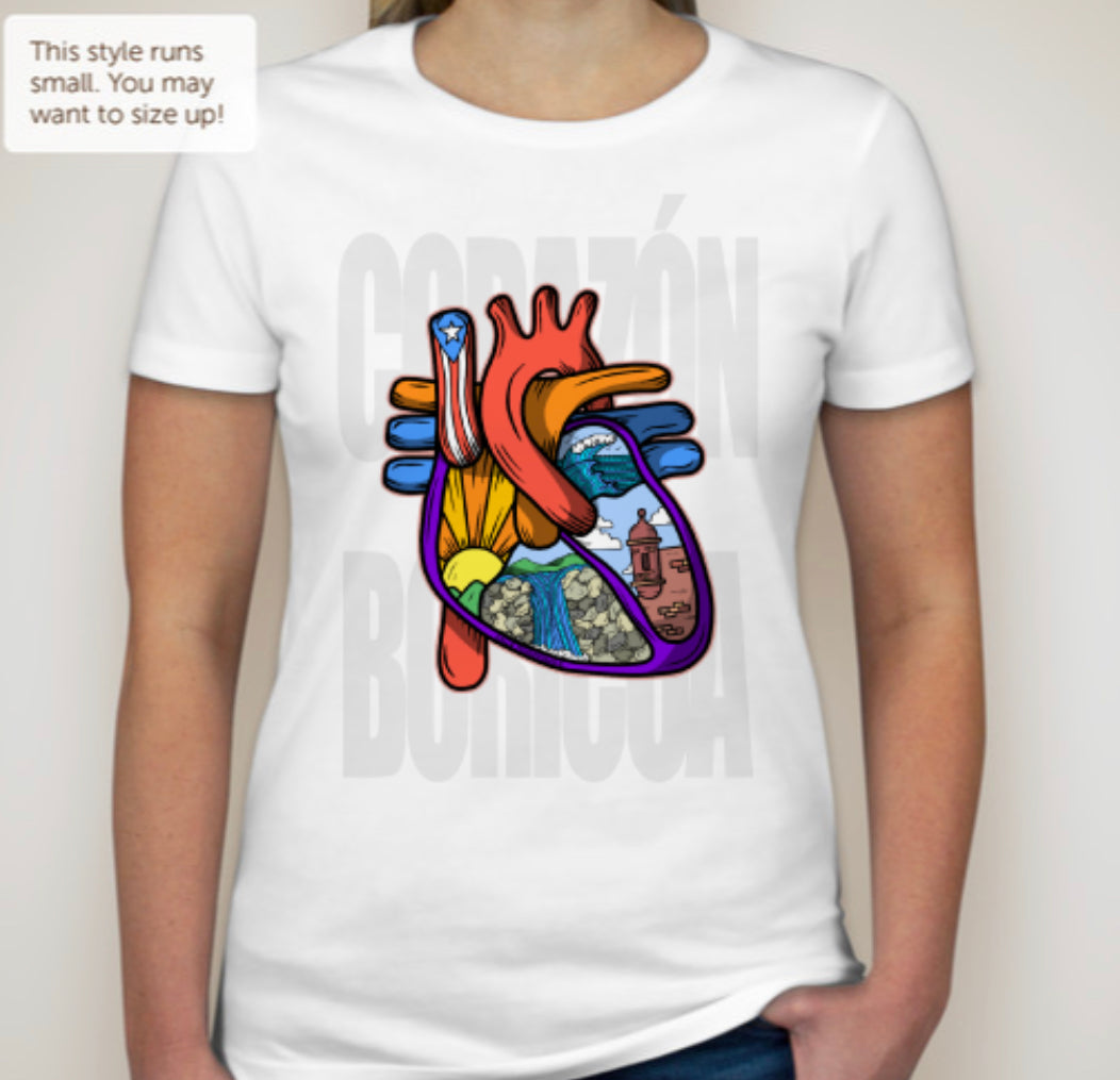 Camisa Corazón Boricua (Mujer)